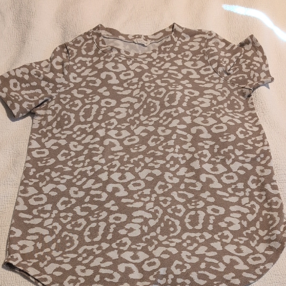 First Love Tan and White Leopard Print Tee